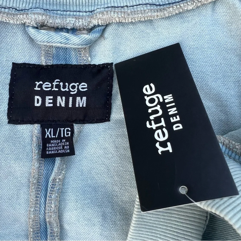 New Refuge Denim Pilot Bomber Sun Faded Boyfriend Jacket Grunge Casual Y2K NWT‎